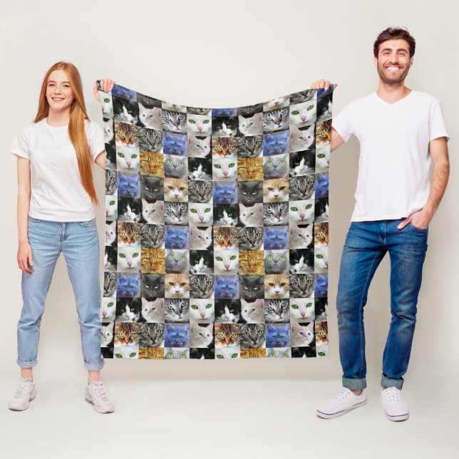 Cat Faces Collage Blanket (In Situ)