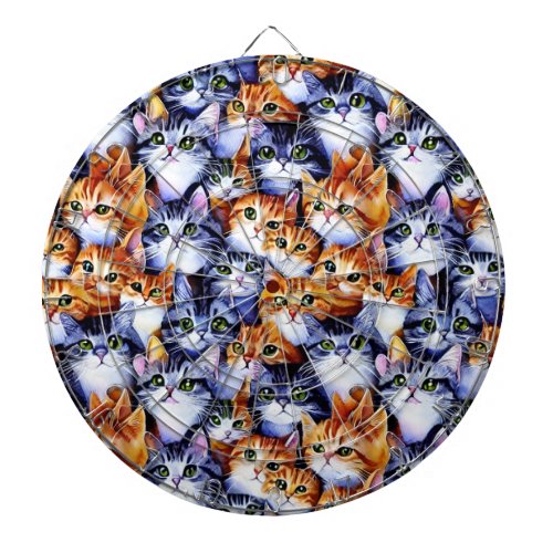 Cat faces collage cartoon print pattern cute dart board