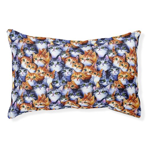 Cat faces collage ginger gray animal lovers pet bed