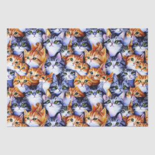 Cat faces collage ginger gray kitty kittens tissue paper