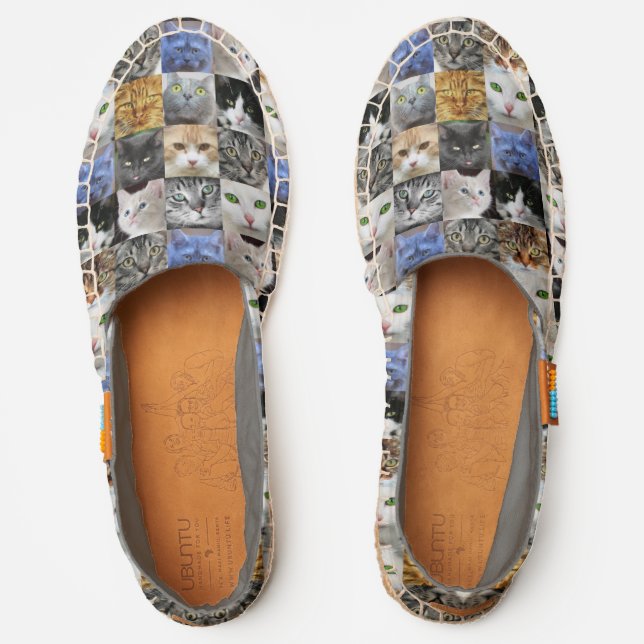 Cat Faces Collage Slip On Espadrilles (Front)