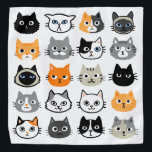 Cat Faces | Cute, Funny and Annoyed Cats Bandana<br><div class="desc">Fun cat drawings including long haired and shorthaired kitties. Siamese, black cats, moustache cat, calico, striped grey and white and tabby cats. Funny cute and annoyed cat faces. A cool bandana for you or your pet.</div>