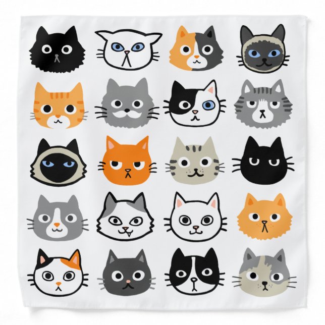 Cat Faces | Cute, Funny and Annoyed Cats Bandana (Front)