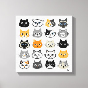 Cat Faces   Cute, Funny and Annoyed Cats Canvas Print