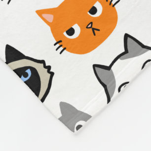 Cat Faces Cute, Funny and Annoyed Cats Fleece Blanket