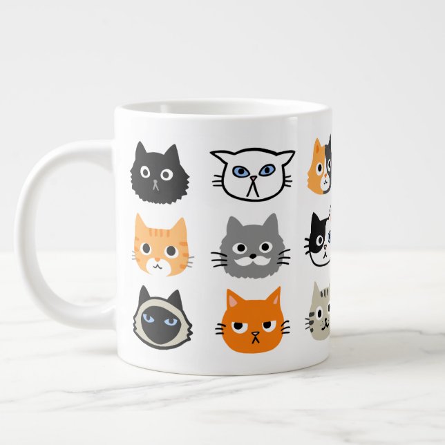 Cat Faces | Cute, Funny and Annoyed Cats Giant Coffee Mug (Left)