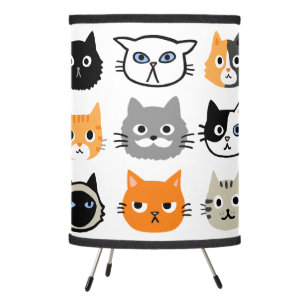 Cat Faces Cute, Funny and Annoyed Cats Tripod Lamp