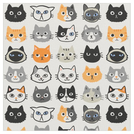 Cat Faces | Cute, Funny and Annoyed Kitty Cats Fabric