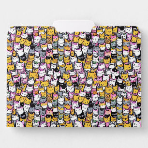 Cat faces doodle comic pattern feline pets pattern file folder