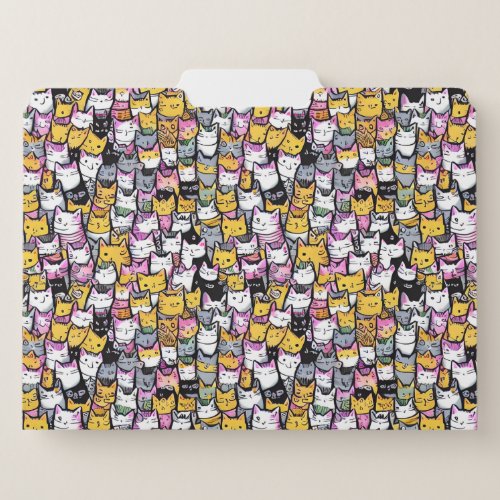 Cat faces doodle comic pattern feline pets pattern file folder