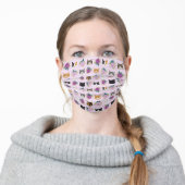 Cat faces lavender florals adult cloth face mask (Worn)