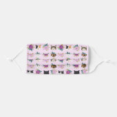 Cat faces lavender florals adult cloth face mask (Front, Folded)