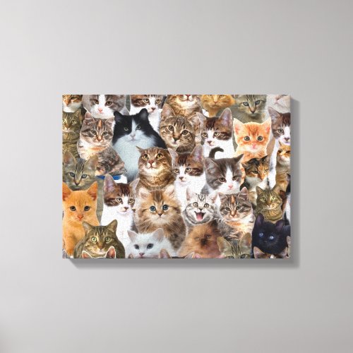 Cat Faces Pattern Canvas Print