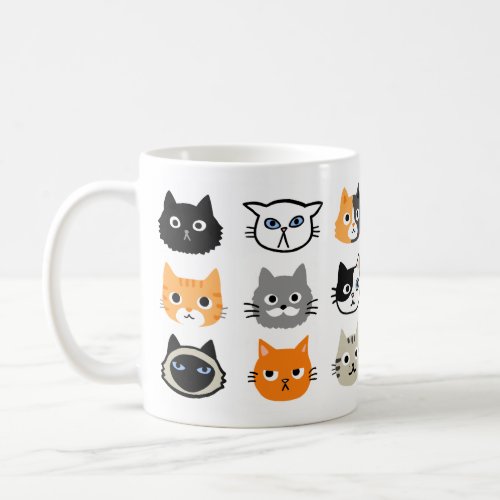 Cat Faces Pattern  Cool Kitty Cat Lovers Coffee Mug