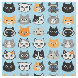 Cat Faces Pattern | Cool Kitty Cat Lover&#39;s Fabric