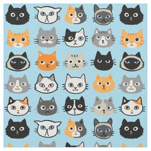 Cat Faces Pattern | Cool Kitty Cat Lover's Fabric