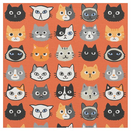 Cat Faces Pattern | Cool Kitty Cat Lover's Fabric