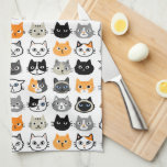 Cat Faces Pattern | Cool Kitty Cat Lover's Kitchen Towel<br><div class="desc">Cool Cats Kitchen Towel. Fun cat drawings including long haired and shorthaired domesticated kitties. Siamese,  black cats,  moustache cat,  calico,  striped grey and white and tabby cats. A whimsical patterned towel that makes a purrfect gift for cat lovers.</div>