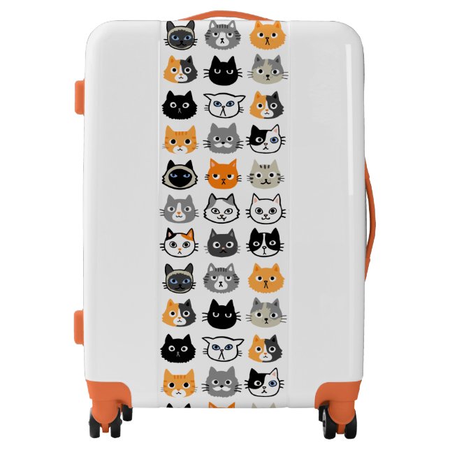 Cat Faces Pattern | Cool Kitty Cat Lover's Luggage (Front)