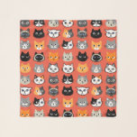 Cat Faces Pattern | Cool Kitty Cat Lover's Red Scarf<br><div class="desc">A Fun Feline Fashion Accessory. Cat drawings pattern includes longhaired and shorthaired domesticated kitties. Siamese,  black cats,  moustache cat,  calico,  striped grey and white and tabby cats. This original scarf makes a purrfect gift for cat moms.</div>