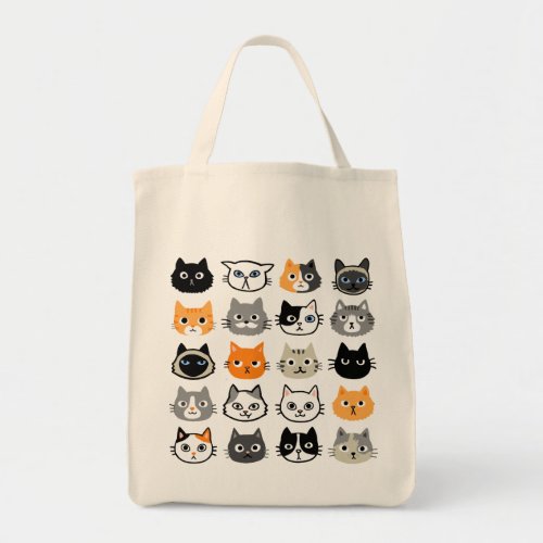 Cat Faces Pattern  Cool Kitty Cat Lovers Tote Bag