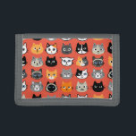 Cat Faces Pattern | Cool Kitty Cat Lover's Trifold Wallet<br><div class="desc">An original wallet for cat lovers. Fun cat drawings including long haired and shorthaired pet kitties. Siamese,  black cats,  moustache cat,  calico,  striped grey and white and tabby cats. Funny cute and annoyed cat faces.</div>