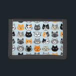 Cat Faces Pattern | Cool Kitty Cat Lover's Trifold Wallet<br><div class="desc">An original wallet for cat lovers. Fun cat drawings including long haired and shorthaired pet kitties. Siamese,  black cats,  moustache cat,  calico,  striped grey and white and tabby cats. Funny cute and annoyed cat faces.</div>