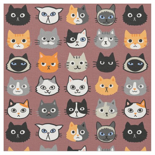 Cat Faces Pattern | Funny Cats Animal Lover's Fabric