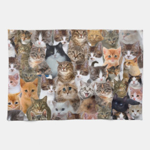 Cat Faces Pattern Kitchen Towel