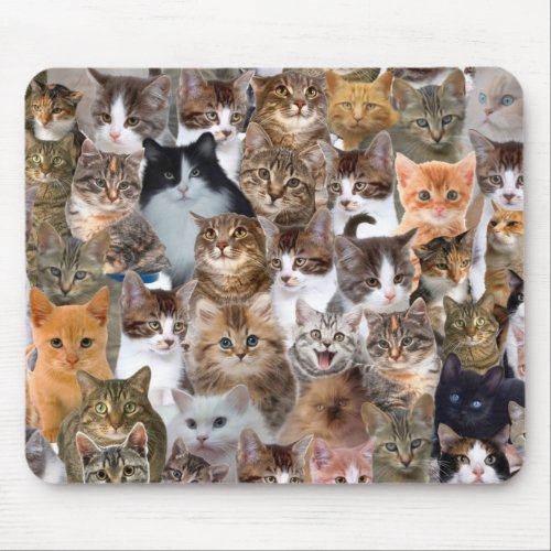 Cat Faces Pattern Mouse Pad