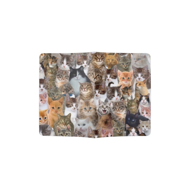 Cat Faces Pattern Passport Holder (Opened)