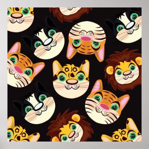Cat Faces Poster