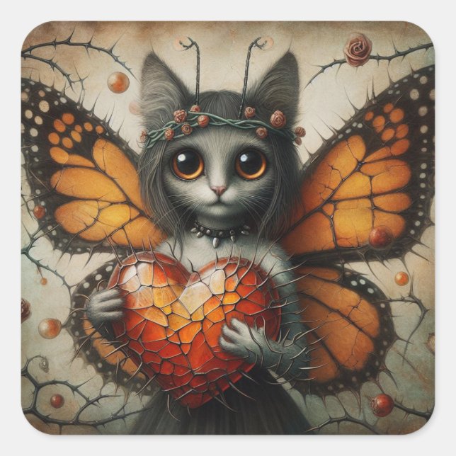 Cat Fairy Square Sticker (Front)
