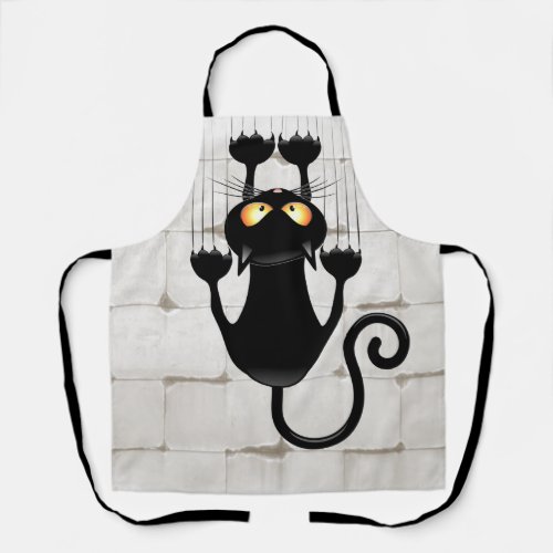 Cat Falling down fun cartoon character Apron