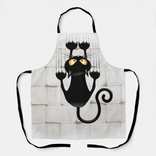 Cat Falling down fun cartoon character Apron