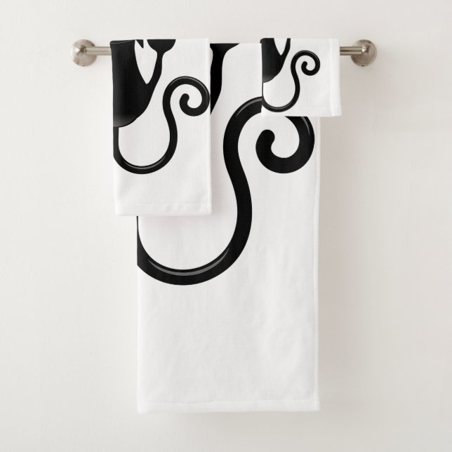 Cat Falling down fun cartoon character Bath Towel Set (Insitu)