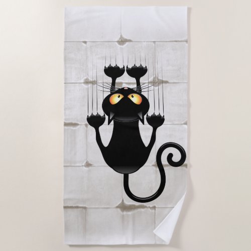 Cat Falling down fun cartoon character Beach Towel