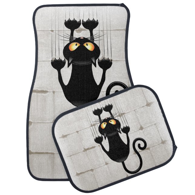 Cat Falling down fun cartoon character Car Floor Mat (Set)