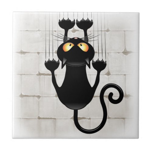 Cat Falling down fun cartoon character Ceramic Tile