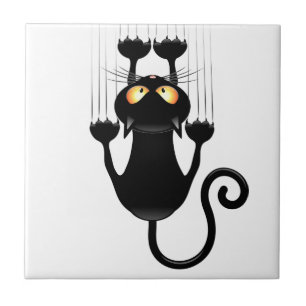 Cat Falling down fun cartoon character Ceramic Tile