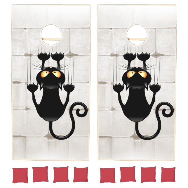 Cat Falling down fun cartoon character Cornhole Set (Set)