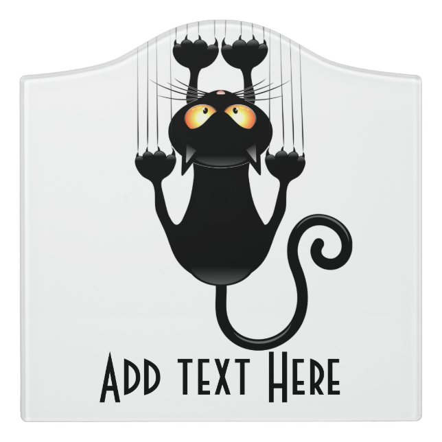 Cat Falling down fun cartoon character Door Sign (Large Crest Front)