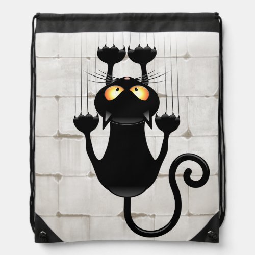 Cat Falling down fun cartoon character Drawstring Bag