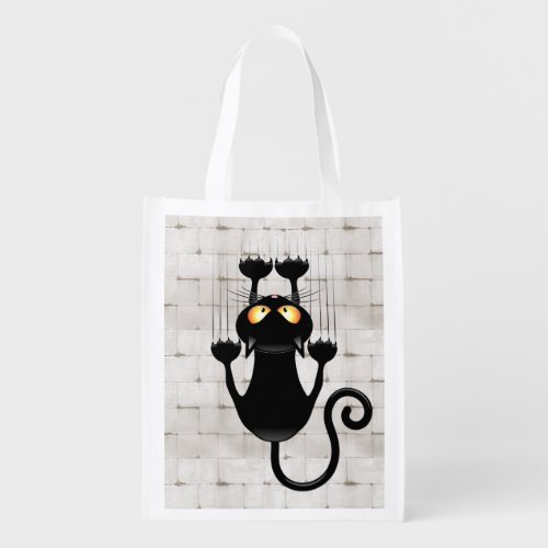 Cat Falling down fun cartoon character Grocery Bag