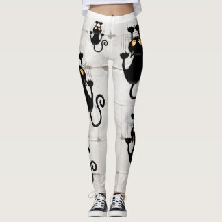 Cat Falling down fun cartoon character Leggings