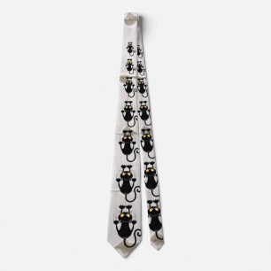 Cat Falling down fun cartoon character Neck Tie