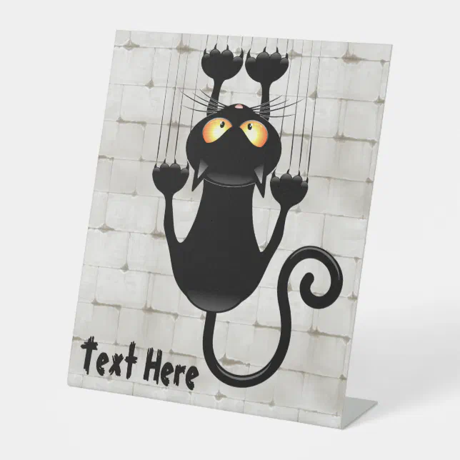 Cat Falling down fun cartoon character Pedestal Sign | Zazzle