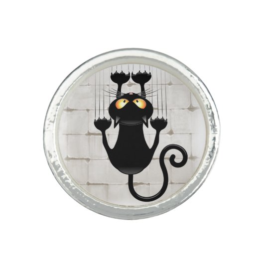 Cat Falling down fun cartoon character Ring (Front)