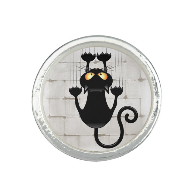 Cat Falling down fun cartoon character Ring (Front)