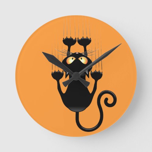 Cat Falling down fun cartoon character Round Clock